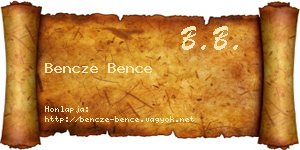Bencze Bence névjegykártya